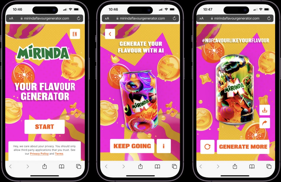 Mirinda: AI Flavour Generator — experience view 2